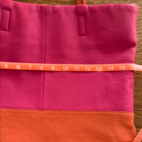 Vibrant Pink & Orange Leather Tote - Picture 3 of 11